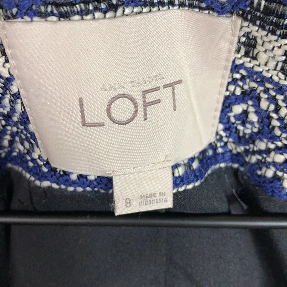 💕Ann Taylor Loft Blue Black Tweed Blazer Jacket 8 - Picture 6 of 7